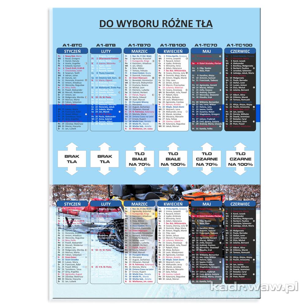 Kalendarze Ścienne PIONOWE A4-A0