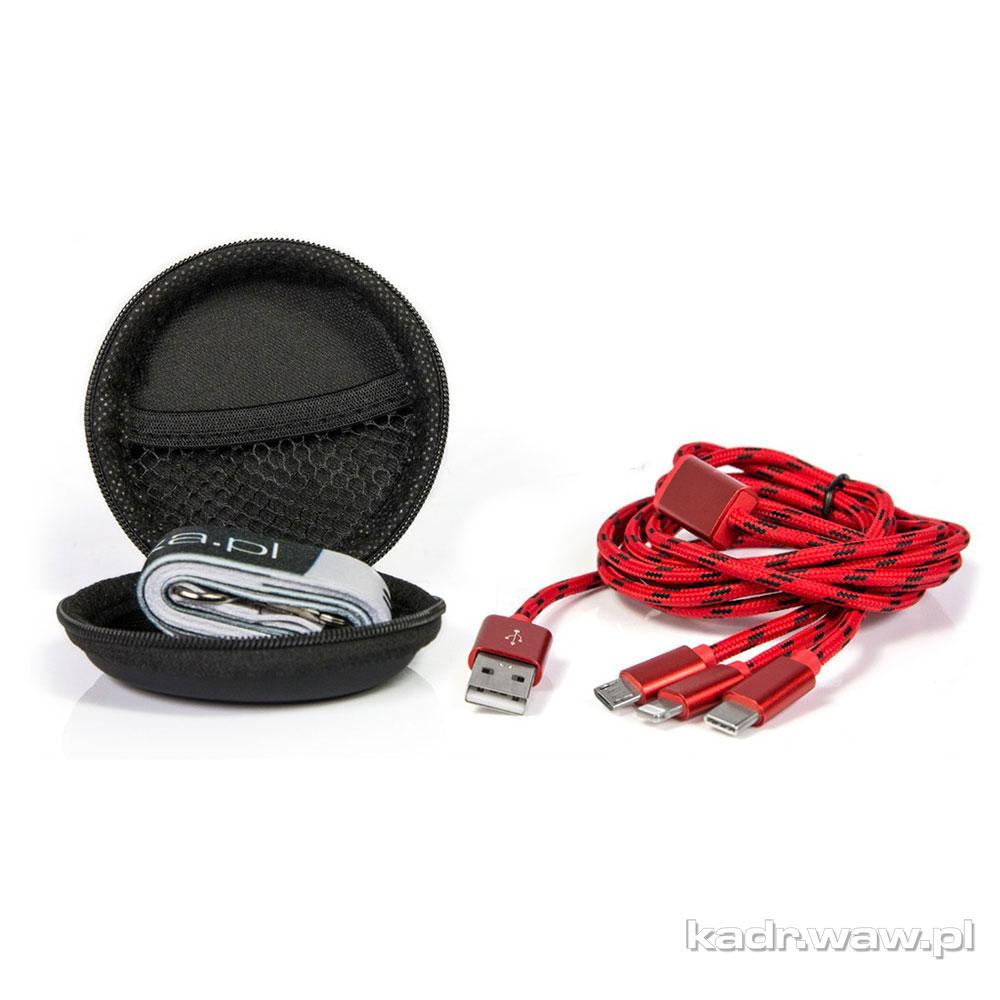 Kabel Nylonowy USB 3w1 300cm + Etui ze Smyczą